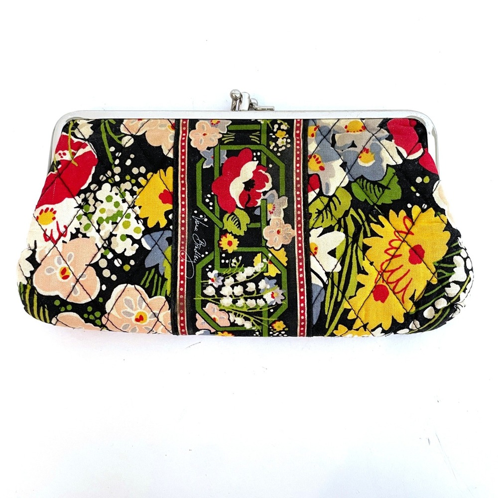 Vintage Y2K Vera Bradley Poppy Fields Quilted Wallet Floral Clutch Organizer